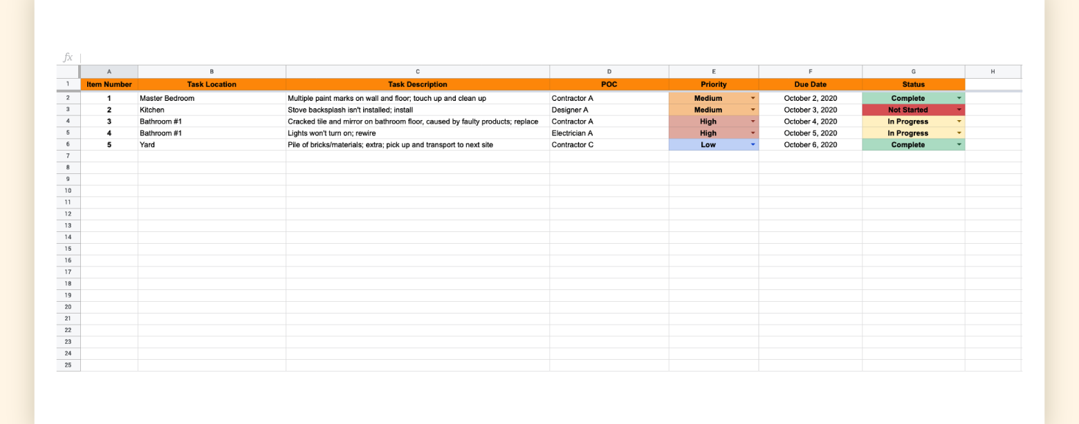 Construction Punch List [Free Downloadable Template]  BigRentz With Regard To Construction Deficiency Report Template