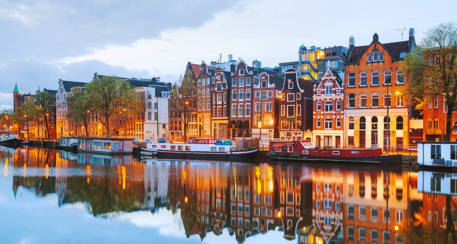 Houses along a canal in Amsterdam