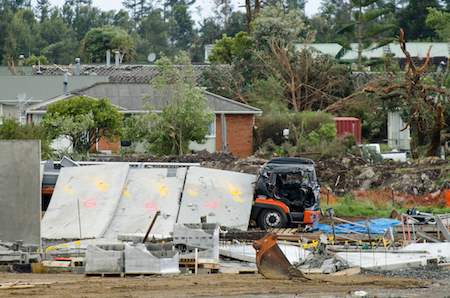 Tornado damage on a construction site