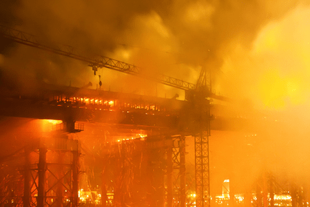 Fire at a construction site
