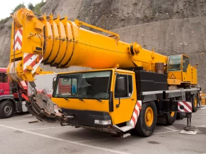 stationary crane on a lot