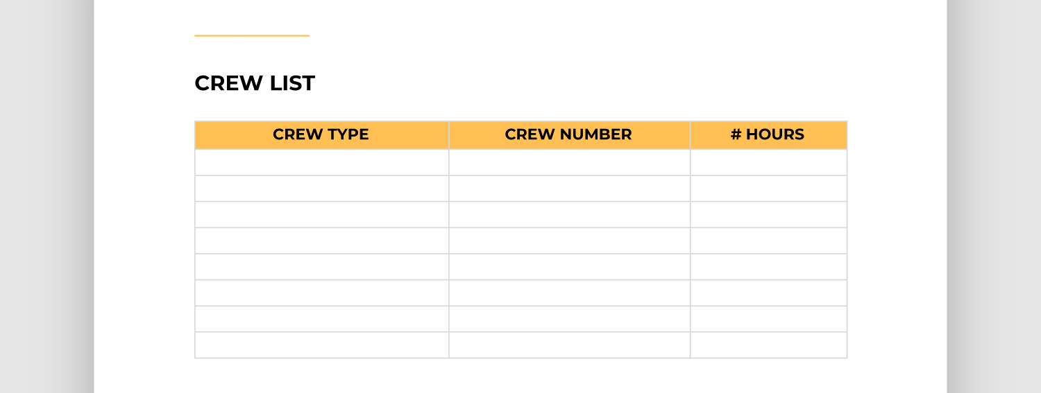 Screencap of crew list section of report