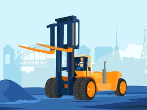 industrial forklift on construction site