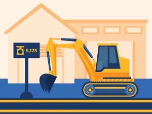 mini excavator on a scale