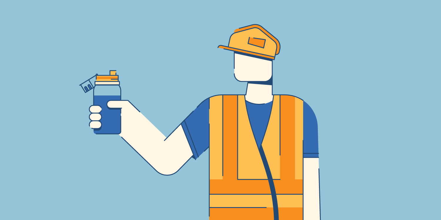 illustration of a construction worker staying hydrated